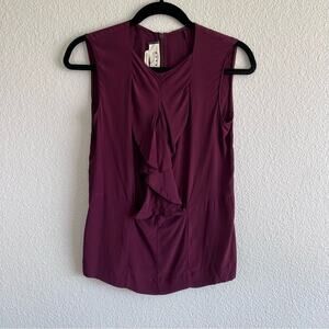 Marni Women's‎ Sleeveless Burgundy Ruffle Front Blouse